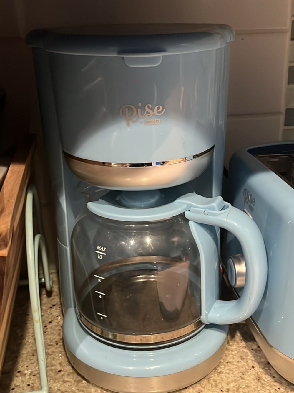 Light Blue Drip Coffee Maker with Glass Carafe